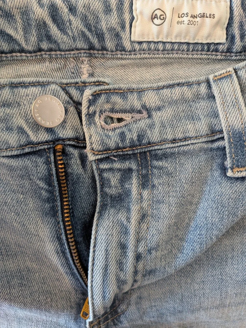 AG Saige Wide Leg Crop High Rise Jeans Eclipsed Blue Light Wash Denim Size 25